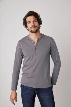 Velvet By Graham & Spencer ALVARO COTTON JERSEY HENLEY Mens 49 Velvet By Graham & Spencer ALVARO COTTON JERSEY HENLEY Mens