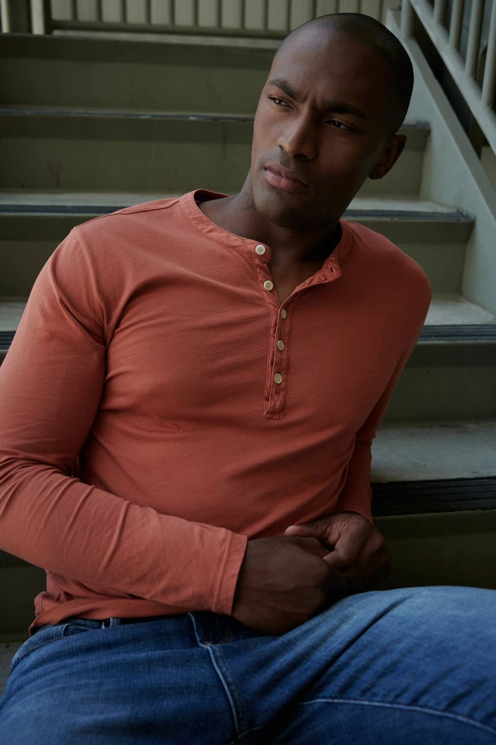 Velvet By Graham & Spencer ALVARO COTTON JERSEY HENLEY Mens 1 Velvet By Graham & Spencer ALVARO COTTON JERSEY HENLEY Mens