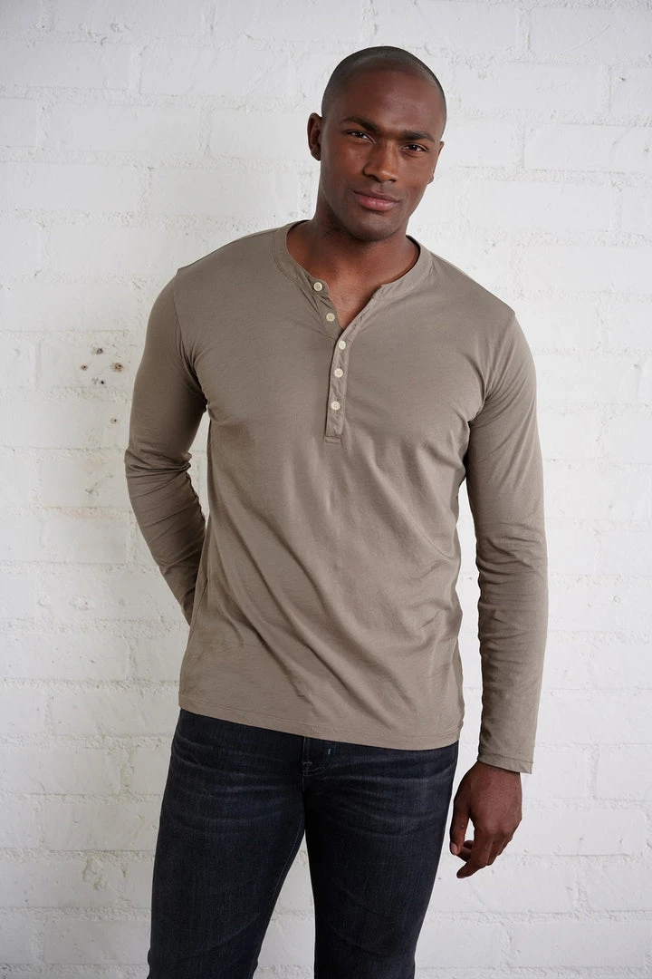 Velvet By Graham & Spencer ALVARO COTTON JERSEY HENLEY Mens 23 Velvet By Graham & Spencer ALVARO COTTON JERSEY HENLEY Mens