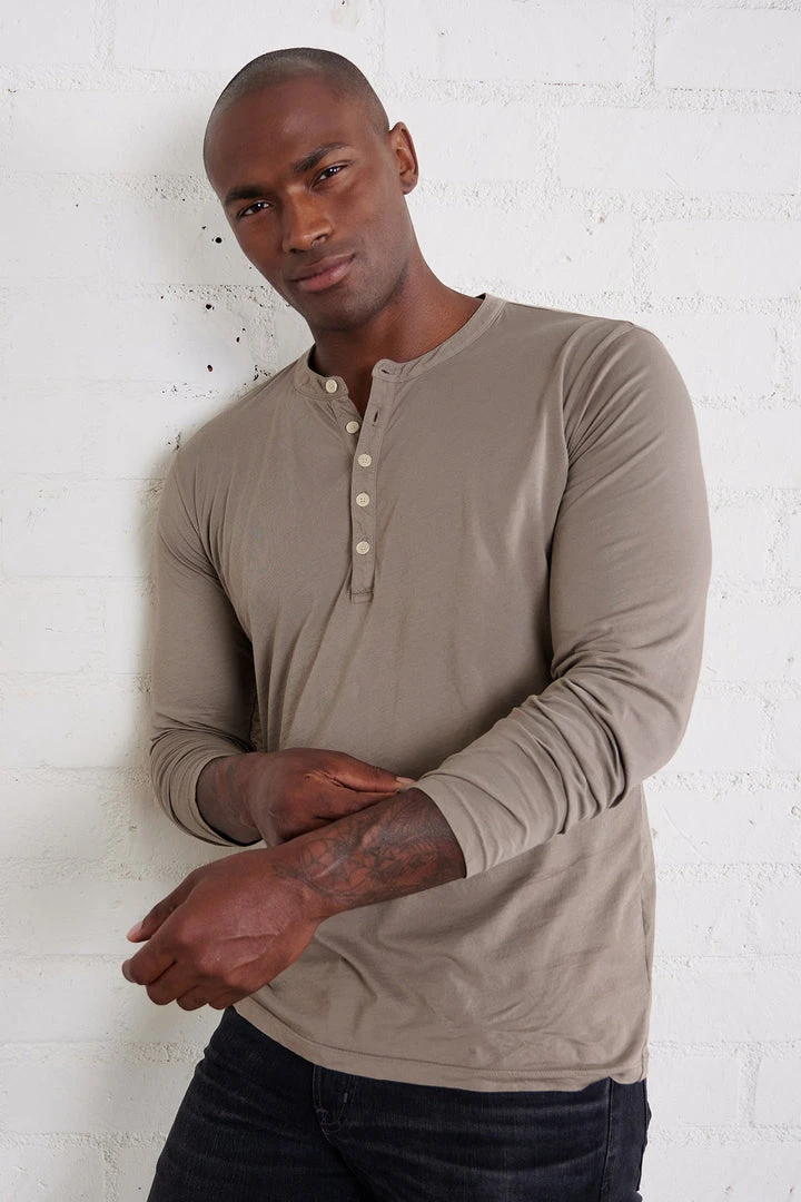 Velvet By Graham & Spencer ALVARO COTTON JERSEY HENLEY Mens 21 Velvet By Graham & Spencer ALVARO COTTON JERSEY HENLEY Mens