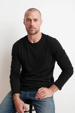 Velvet By Graham & Spencer Mens SIMEON RAW EDGE COTTON SLUB TEE