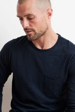 Velvet By Graham & Spencer Mens SIMEON RAW EDGE COTTON SLUB TEE 24 Velvet By Graham & Spencer Mens SIMEON RAW EDGE COTTON SLUB TEE