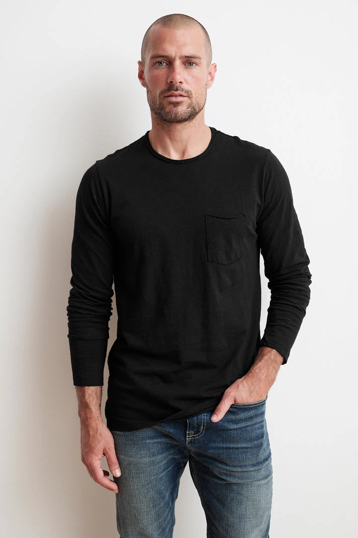 Velvet By Graham & Spencer Mens SIMEON RAW EDGE COTTON SLUB TEE 3 Velvet By Graham & Spencer Mens SIMEON RAW EDGE COTTON SLUB TEE