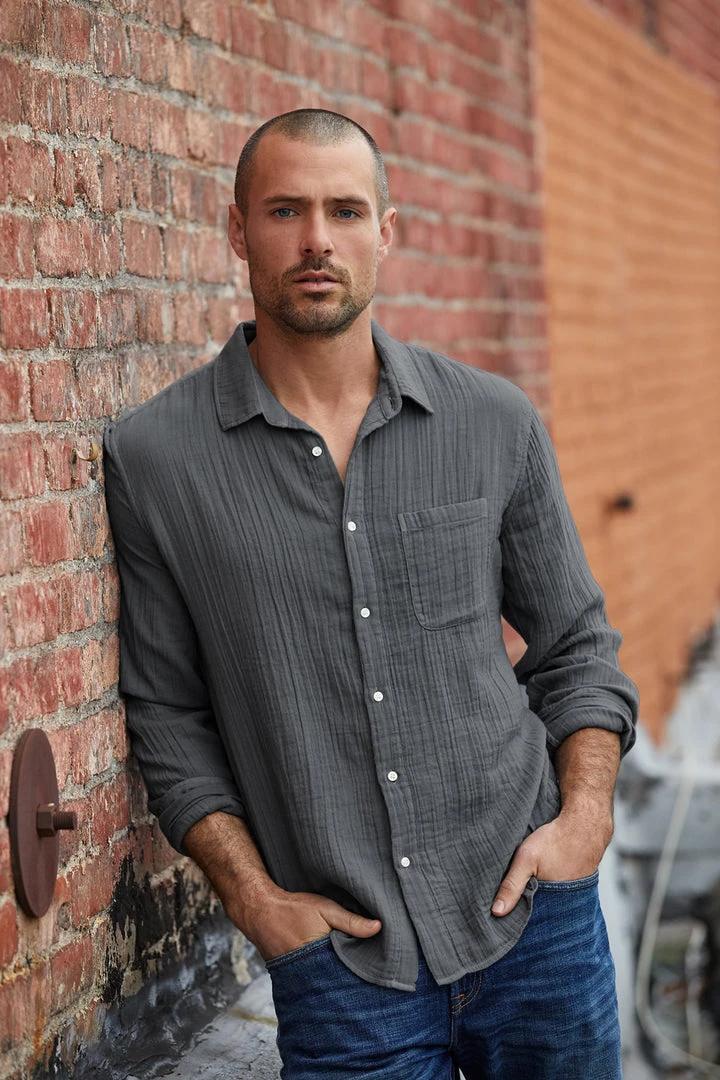 Velvet By Graham & Spencer Mens ELTON COTTON WOVEN BUTTON-UP SHIRT 12 Velvet By Graham & Spencer Mens ELTON COTTON WOVEN BUTTON-UP SHIRT