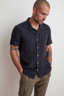 Velvet By Graham & Spencer MACKIE LINEN BUTTON-UP SHIRT 12 Velvet By Graham & Spencer MACKIE LINEN BUTTON-UP SHIRT