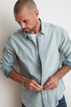 Velvet By Graham & Spencer PHOENIX COTTON CHAMBRAY BUTTON UP SHIRT