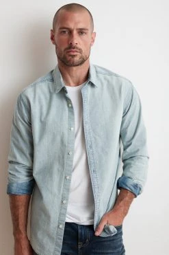 Velvet By Graham & Spencer PHOENIX COTTON CHAMBRAY BUTTON UP SHIRT