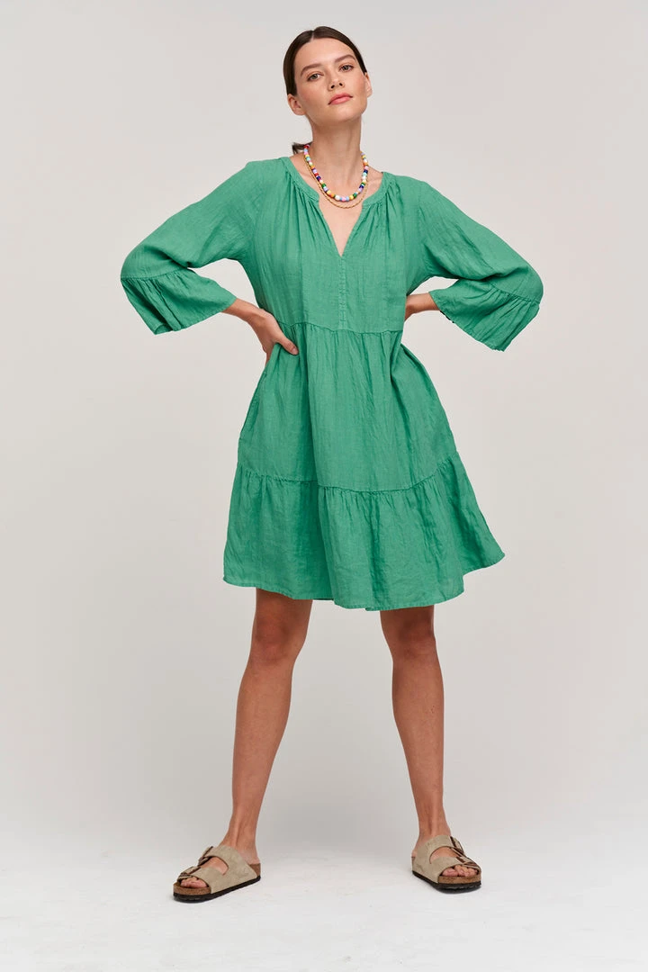 Velvet By Graham & Spencer Womens AURORA LINEN TIERED DRESS 14 Velvet By Graham & Spencer Womens AURORA LINEN TIERED DRESS