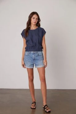 Velvet By Graham & Spencer Womens HAYLIE LINEN CROP TOP 13 Velvet By Graham & Spencer Womens HAYLIE LINEN CROP TOP