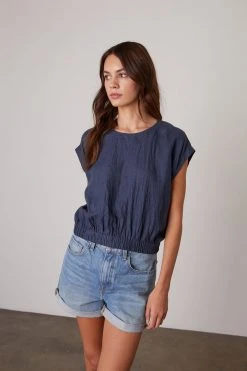 Velvet By Graham & Spencer Womens HAYLIE LINEN CROP TOP 12 Velvet By Graham & Spencer Womens HAYLIE LINEN CROP TOP