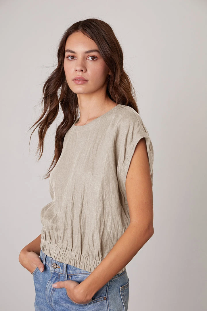 Velvet By Graham & Spencer Womens HAYLIE LINEN CROP TOP 1 Velvet By Graham & Spencer Womens HAYLIE LINEN CROP TOP