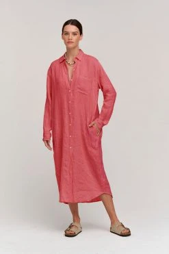 Velvet By Graham & Spencer Womens JORA LINEN BUTTON-UP DRESS 48 Velvet By Graham & Spencer Womens JORA LINEN BUTTON-UP DRESS