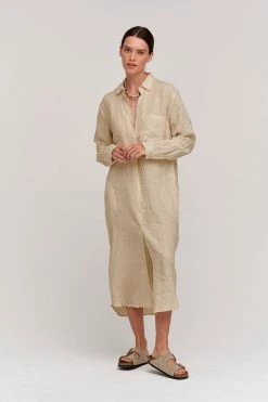 Velvet By Graham & Spencer Womens JORA LINEN BUTTON-UP DRESS
