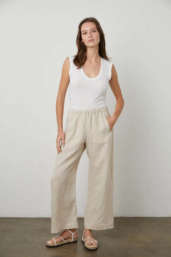 Velvet By Graham & Spencer Womens LOLA LINEN PANT 36 Velvet By Graham & Spencer Womens LOLA LINEN PANT