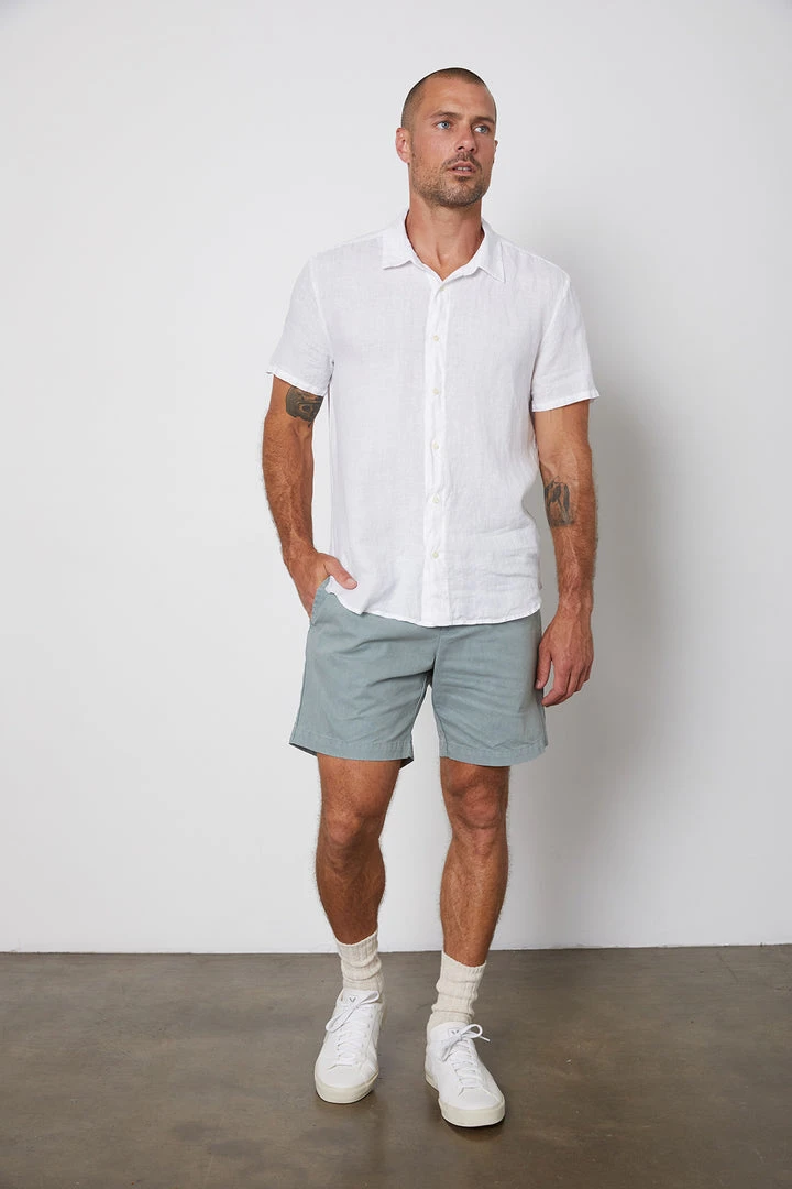 Velvet By Graham & Spencer MACKIE LINEN BUTTON-UP SHIRT Mens 2 Velvet By Graham & Spencer MACKIE LINEN BUTTON-UP SHIRT Mens