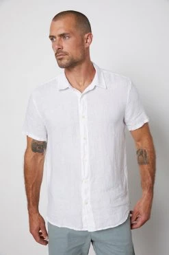 Velvet By Graham & Spencer MACKIE LINEN BUTTON-UP SHIRT Mens 20 Velvet By Graham & Spencer MACKIE LINEN BUTTON-UP SHIRT Mens