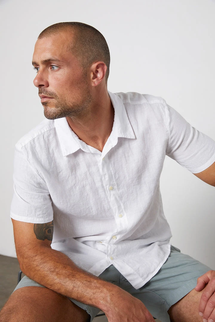 Velvet By Graham & Spencer MACKIE LINEN BUTTON-UP SHIRT Mens 1 Velvet By Graham & Spencer MACKIE LINEN BUTTON-UP SHIRT Mens