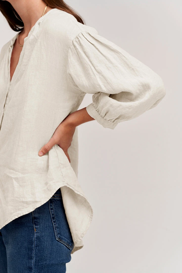 Velvet By Graham & Spencer Womens MATEA LINEN BUTTON UP BLOUSE 10 Velvet By Graham & Spencer Womens MATEA LINEN BUTTON UP BLOUSE