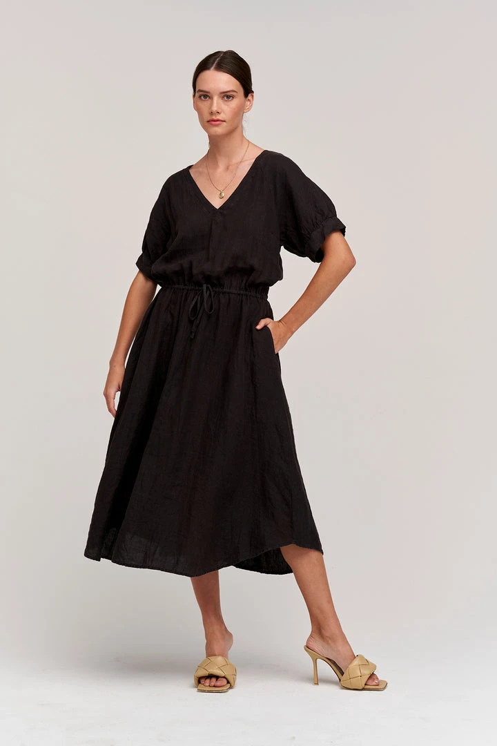 Velvet By Graham & Spencer Womens NANETTE LINEN MIDI DRESS 6 Velvet By Graham & Spencer Womens NANETTE LINEN MIDI DRESS