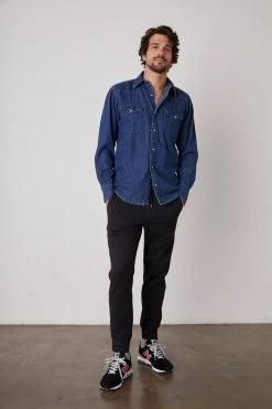 Velvet By Graham & Spencer WAYNE DENIM BUTTON-UP SHIRT Mens 10 Velvet By Graham & Spencer WAYNE DENIM BUTTON-UP SHIRT Mens