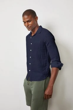 Velvet By Graham & Spencer ELTON COTTON WOVEN BUTTON-UP SHIRT Mens