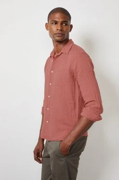 Velvet By Graham & Spencer Mens ELTON COTTON WOVEN BUTTON-UP SHIRT 49 Velvet By Graham & Spencer Mens ELTON COTTON WOVEN BUTTON-UP SHIRT