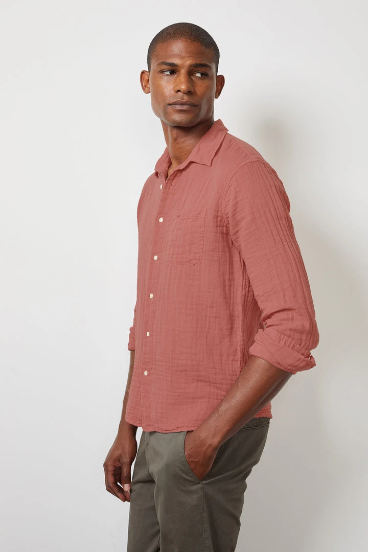 Velvet By Graham & Spencer Mens ELTON COTTON WOVEN BUTTON-UP SHIRT 24 Velvet By Graham & Spencer Mens ELTON COTTON WOVEN BUTTON-UP SHIRT