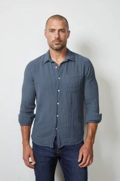 Velvet By Graham & Spencer Mens ELTON COTTON WOVEN BUTTON-UP SHIRT 34 Velvet By Graham & Spencer Mens ELTON COTTON WOVEN BUTTON-UP SHIRT