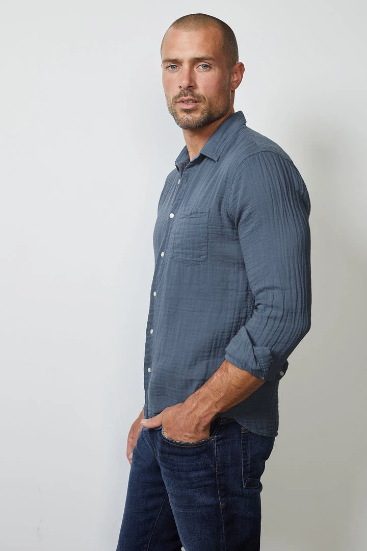 Velvet By Graham & Spencer Mens ELTON COTTON WOVEN BUTTON-UP SHIRT 11 Velvet By Graham & Spencer Mens ELTON COTTON WOVEN BUTTON-UP SHIRT