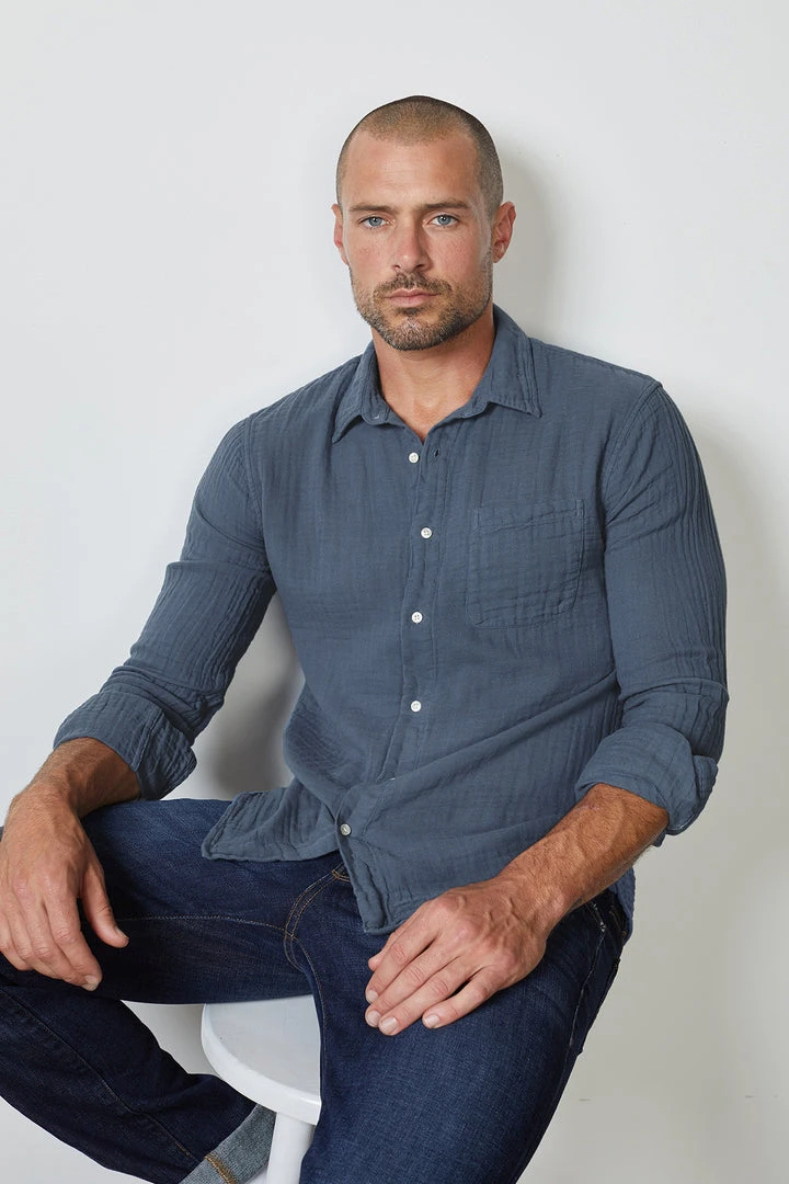 Velvet By Graham & Spencer Mens ELTON COTTON WOVEN BUTTON-UP SHIRT 6 Velvet By Graham & Spencer Mens ELTON COTTON WOVEN BUTTON-UP SHIRT